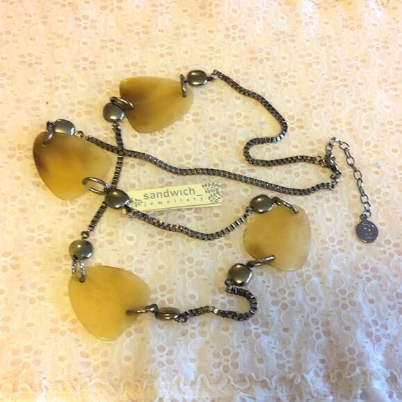 Vintage NEW sandwich jewellery Pendant VTG Art Deco Necklace - Picture 1 of 7